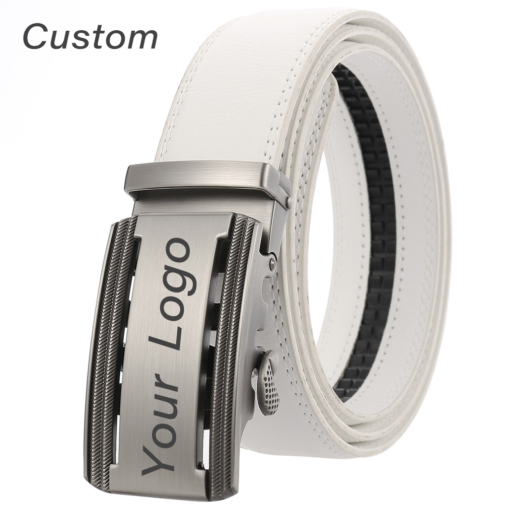 Men Accessories Logo - Индивидуальный мужской белый кожаный ремень деловой