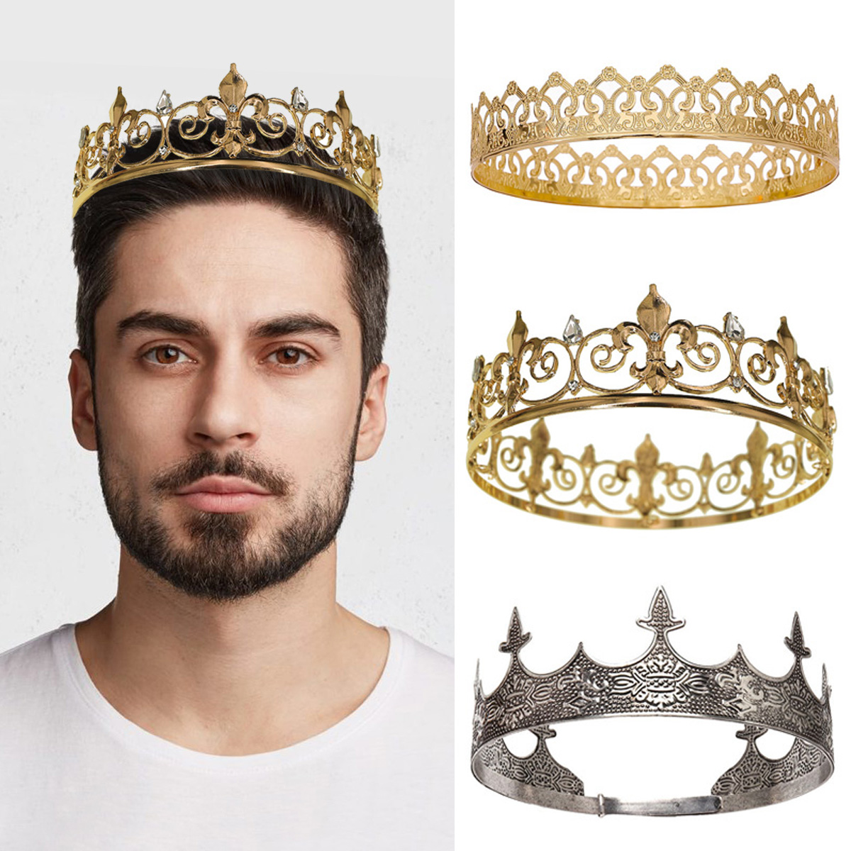 Men Accessories Hat - Королевская королевская корона для мужчин/женщин, металлические